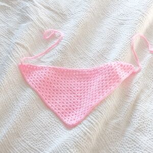 Pink Crochet Bandana Kerchief